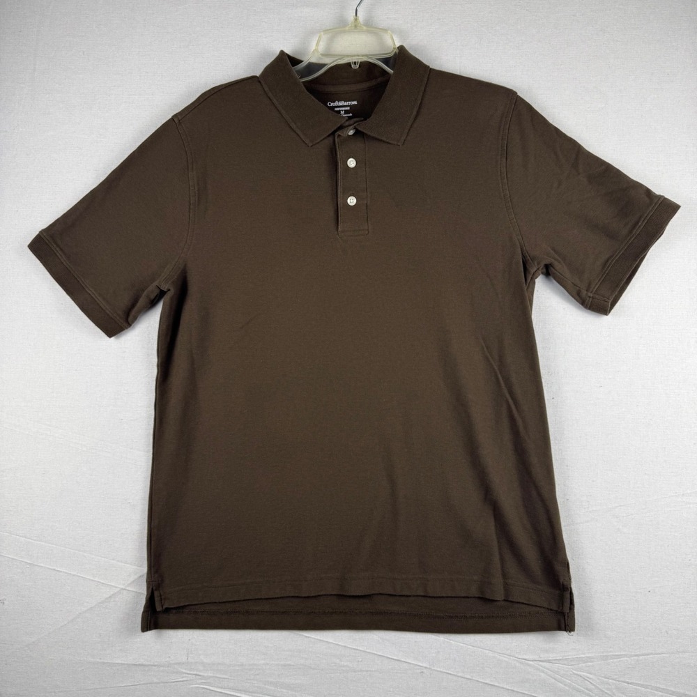 Croft & Barrow Performance Mens Brown Cotton Short Sleeve Polo Shirt Size M